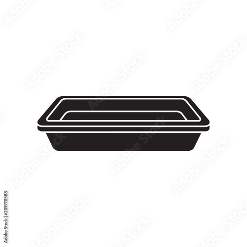 Black silhouette icon of a plastic food container or tray
