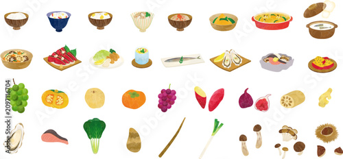 Illustration Set of Autumn Delicacies