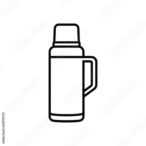 Thermos flask silhouette minimalist black line icon for hot and cold beverages