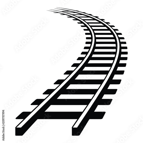 Curved railway track silhouette modern transportation infrastructure illustration