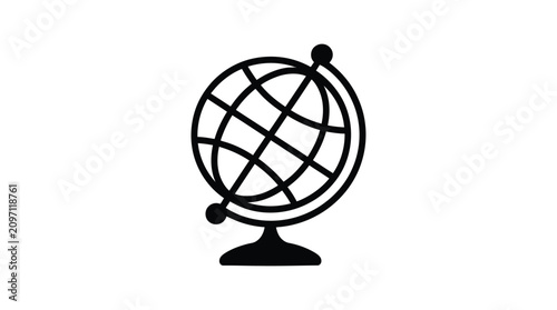 Globe silhouette icon world map illustration for education and travel concepts