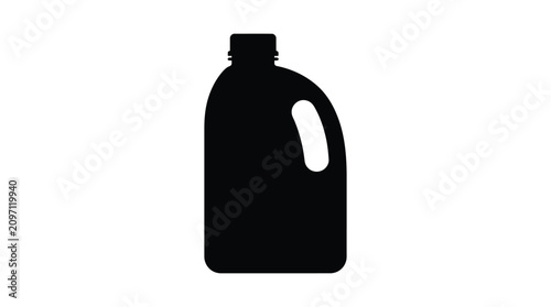 Black silhouette of a plastic jug with handle isolated on white background
