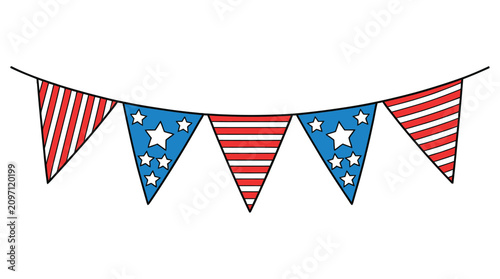 Patriotic bunting silhouette american flag pennant garland for independence day celebrations