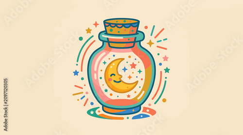 Schilderij op canvas Vibrant illustration of a magic lamp.