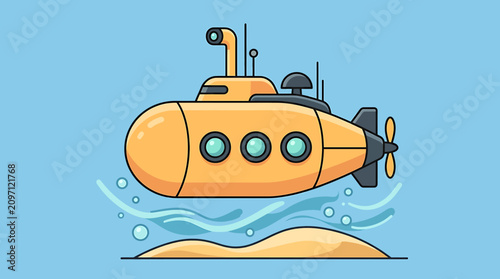 Foto Yellow submarine in the ocean water.
