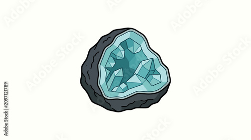 Fotografía Blue Agate Geode Rock Formation Mineral.