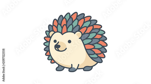 фотографія Colorful cartoon hedgehog with quills standing.