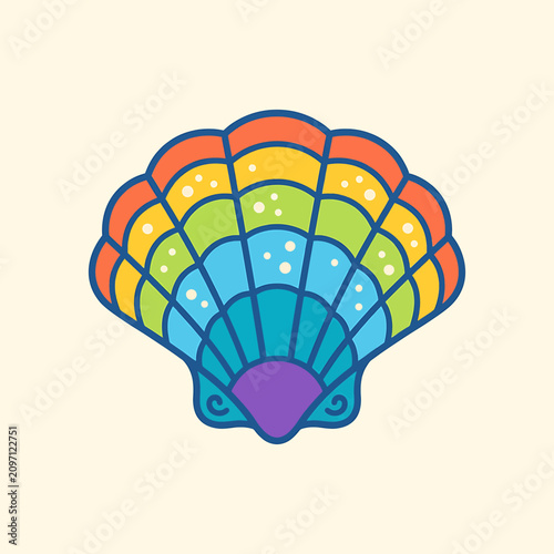 Colorful Shell Illustration with Rainbow Hues.