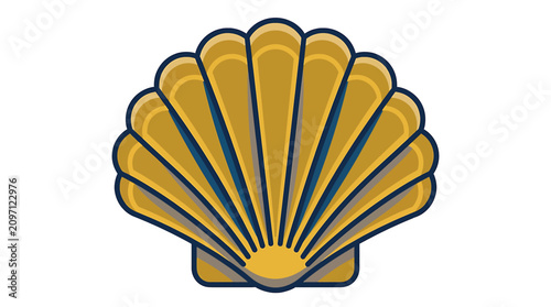Photos Golden Shell Icon Illustration Symbol.
