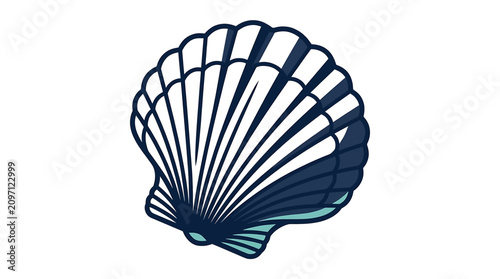 Tableau sur toile Dark blue seashell ocean creature.