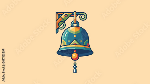 Bild auf Leinwand Colorful ornate bell with decorations.