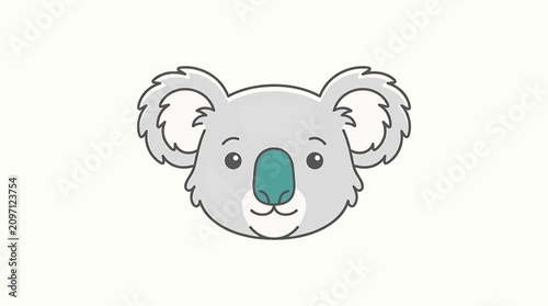 Картината върху платно Cute Koala Face Closeup Illustration.