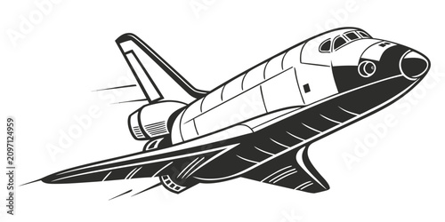 Foto Silhouette of a rocket landing capsule with extended landing legs, set against a