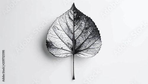 Schilderij op canvas Black and white leaf skeleton closeup.