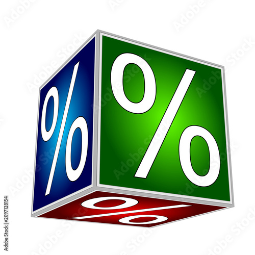 Cube with percent symbol - 3D illustration