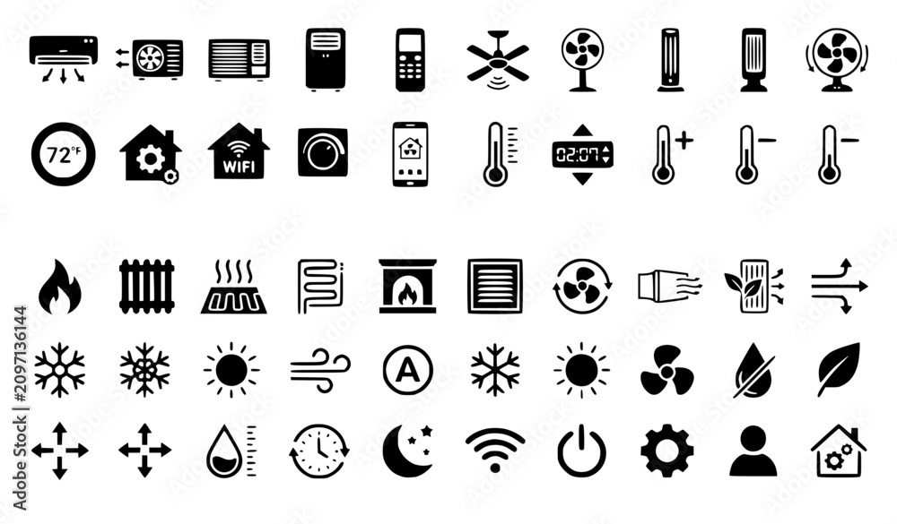 Fototapeta premium HVAC Air Conditioning and Temperature Icon Pack Vector
