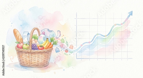 Groceries basket chart: food inflation drives headline CPI; seasonally adjusted MoM uptick.