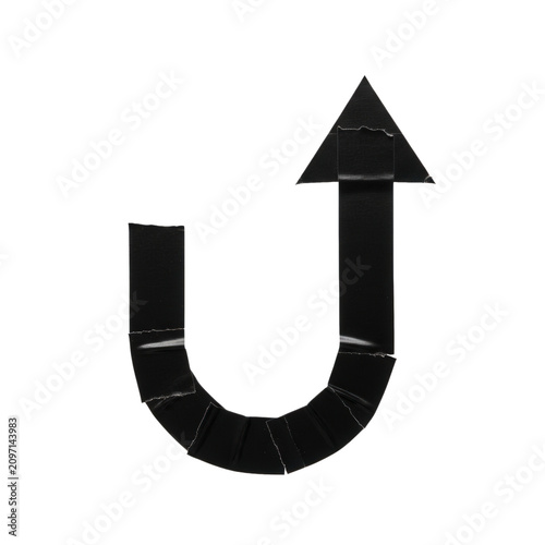 Foto Black arrow pointing up made of blocks