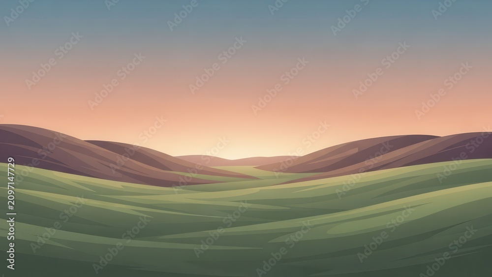 Fototapeta premium Rolling Hills Landscape at Sunset