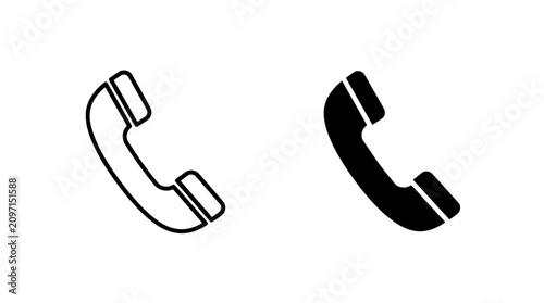 Photos Telephone handset icon pair displaying outline and solid visuals