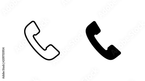 Cuadro en lienzo Telephone handset icon line and solid vector set with telephone