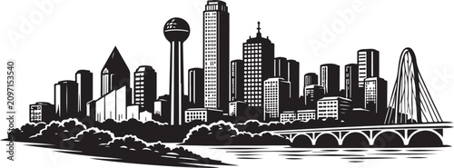 Dallas City Skyline Vector Art