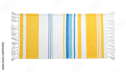 Striped beach towel top view; PNG