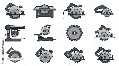 Photos Circular saws and power tools set.