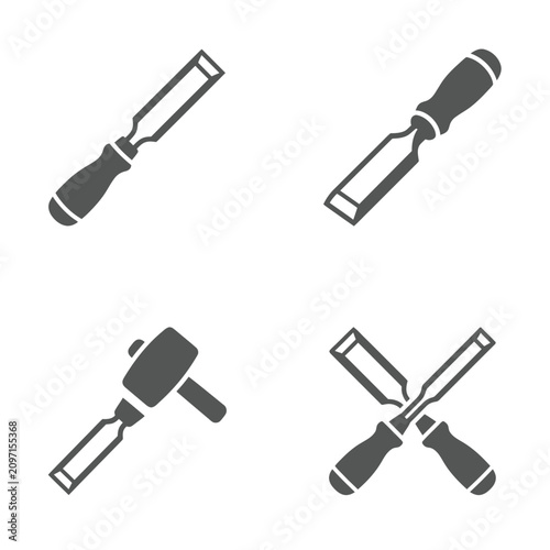 Photos Chisels and hammers for stone carving.