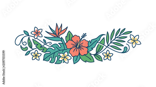 Vászonkép Colorful floral arrangement with hibiscus flowers.
