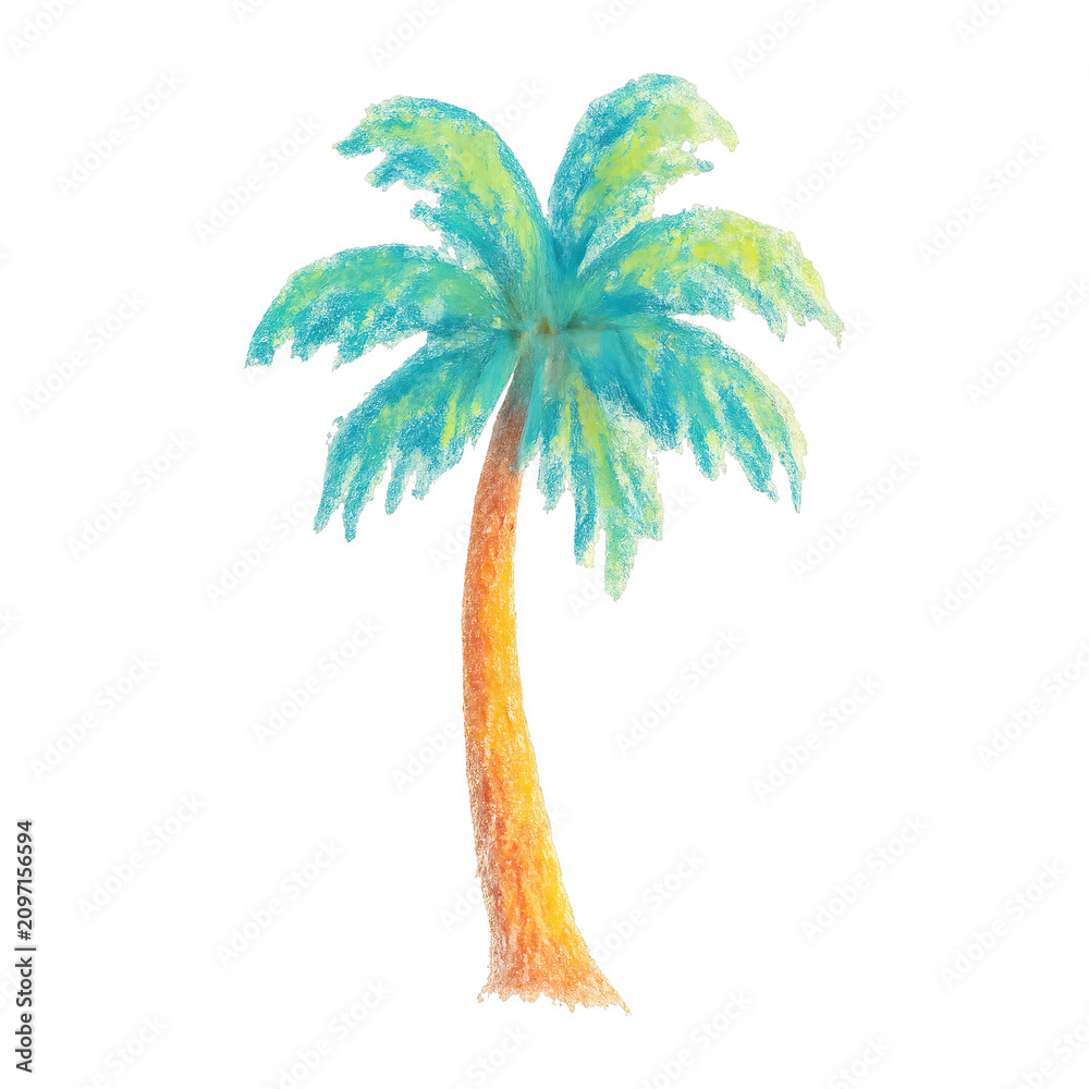 Obraz premium PNG Colorful pastel palm tree illustration.