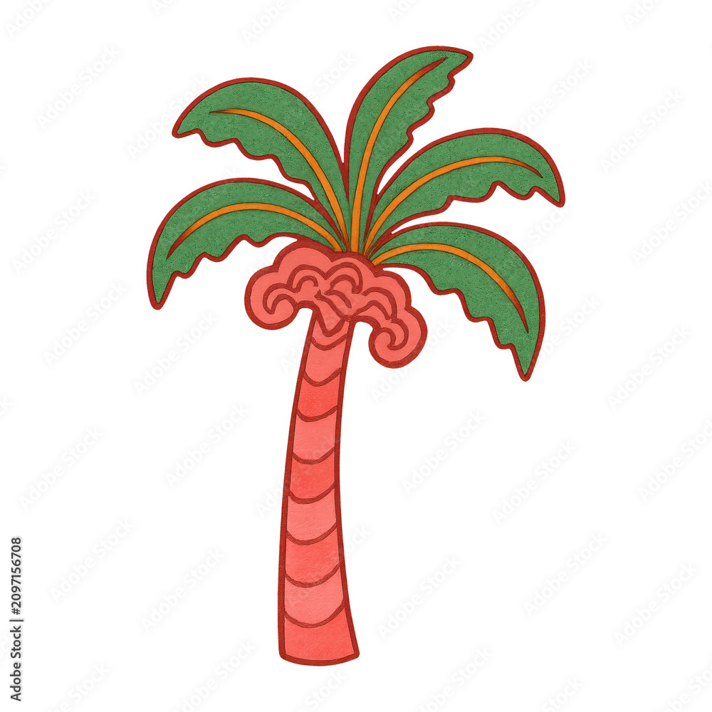 Obraz premium PNG Colorful tropical palm tree illustration.