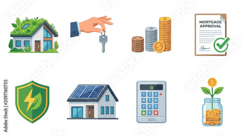 Set of colorful flat icons representing home services and utilities Vector