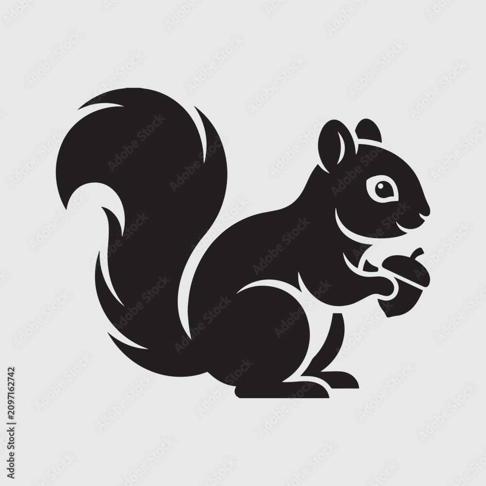 Fototapeta premium Cute Squirrel Animal Silhouette Clipart Isolated Vector Design