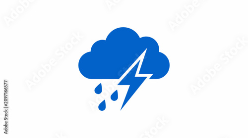 Quadro su tela Weather stormy cloud with lightning bolt.