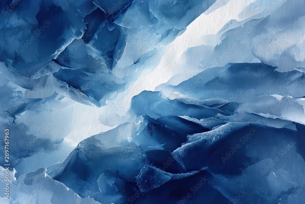 Naklejka premium Abstract composition featuring layered, textured forms in varying shades of blue and white