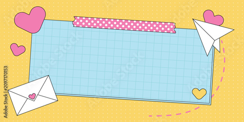 colorful Journal Paper with heart and letter element