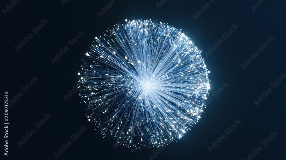 Fototapeta premium Abstract glowing fireworks sphere on dark background