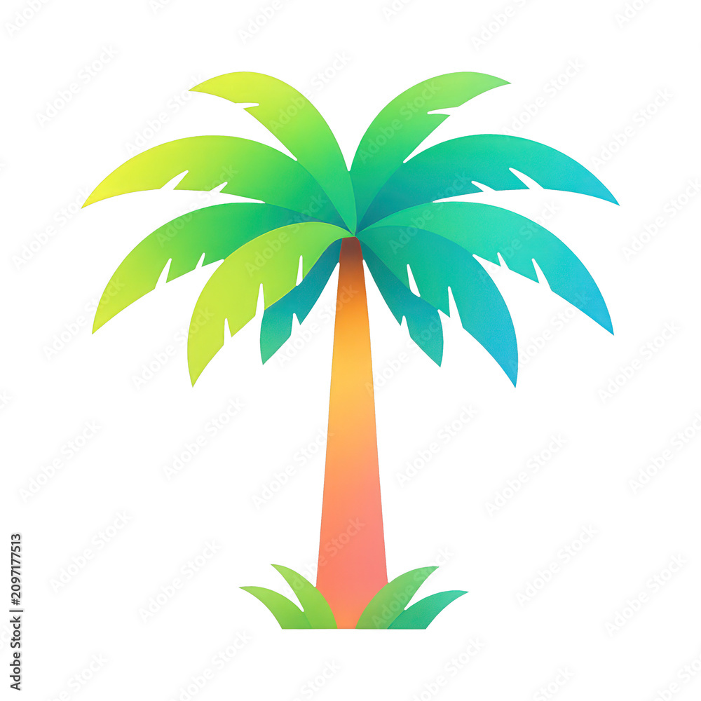 Obraz premium PNG Vibrant tropical palm tree illustration.