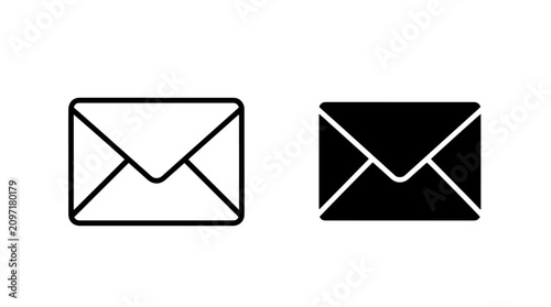 Foto Mail envelope icon set in line and solid style with envelope