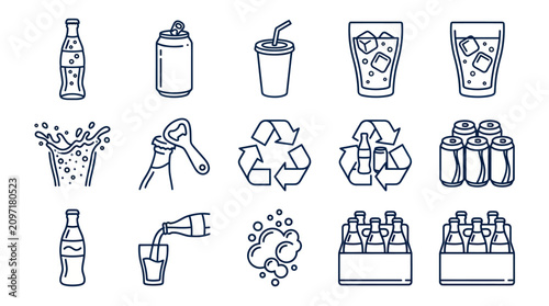 Bottles and Cans of Soda Drinks.
