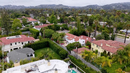 aerial luxury homes in beverly hills california