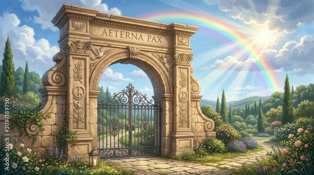 Fototapeta premium Digital illustration archway words