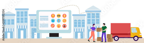 Photos online shopping delivery commerce commercial computer concept consumer consumeri