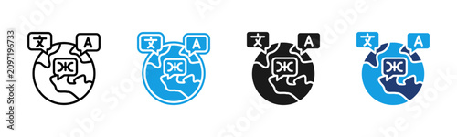 Принти на полотні Languages icon multiple style collection