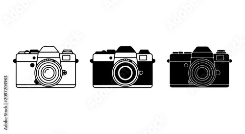 Photos Retro SLR Camera Icons, Vintage Photography Equipment Set, Classic Film Camera V