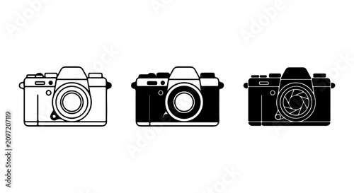 Tableau sur toile Retro SLR Camera Icons, Vintage Photography Equipment Set, Classic Film Camera G