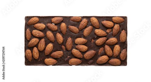 Foto Rich dark chocolate bar studded with whole almonds for a delightful crunch
