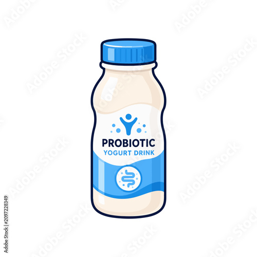 Probiotic Yogurt Bottle Vector Illustration