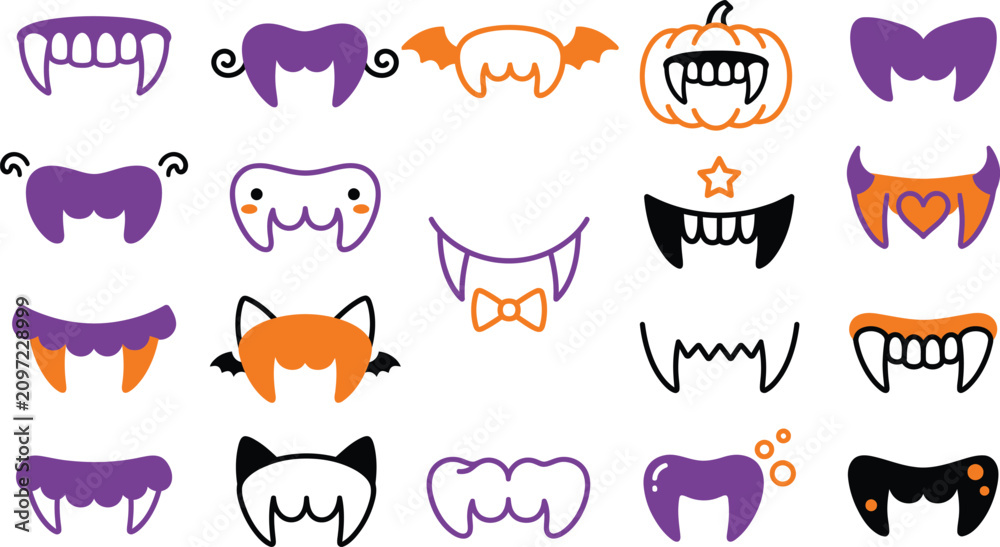 Obraz premium Halloween costume teeth monster mouth graphics collection